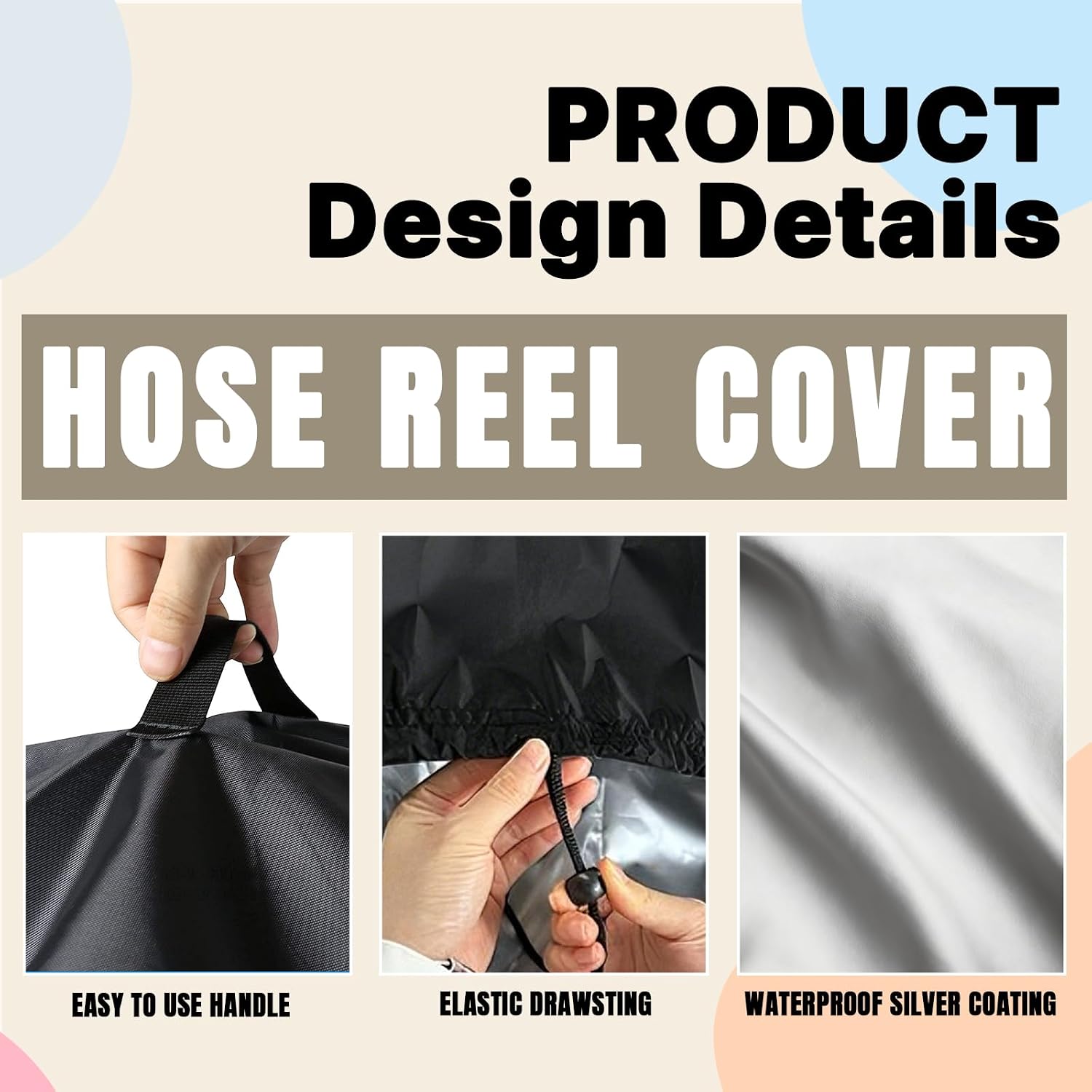 Hose Reel Cover,Waterproof Covers for Retractable Garden Hoses Reels,Heavy Duty Shield for Meatal Hose-Storage(18.5x25.5x16in,Black)