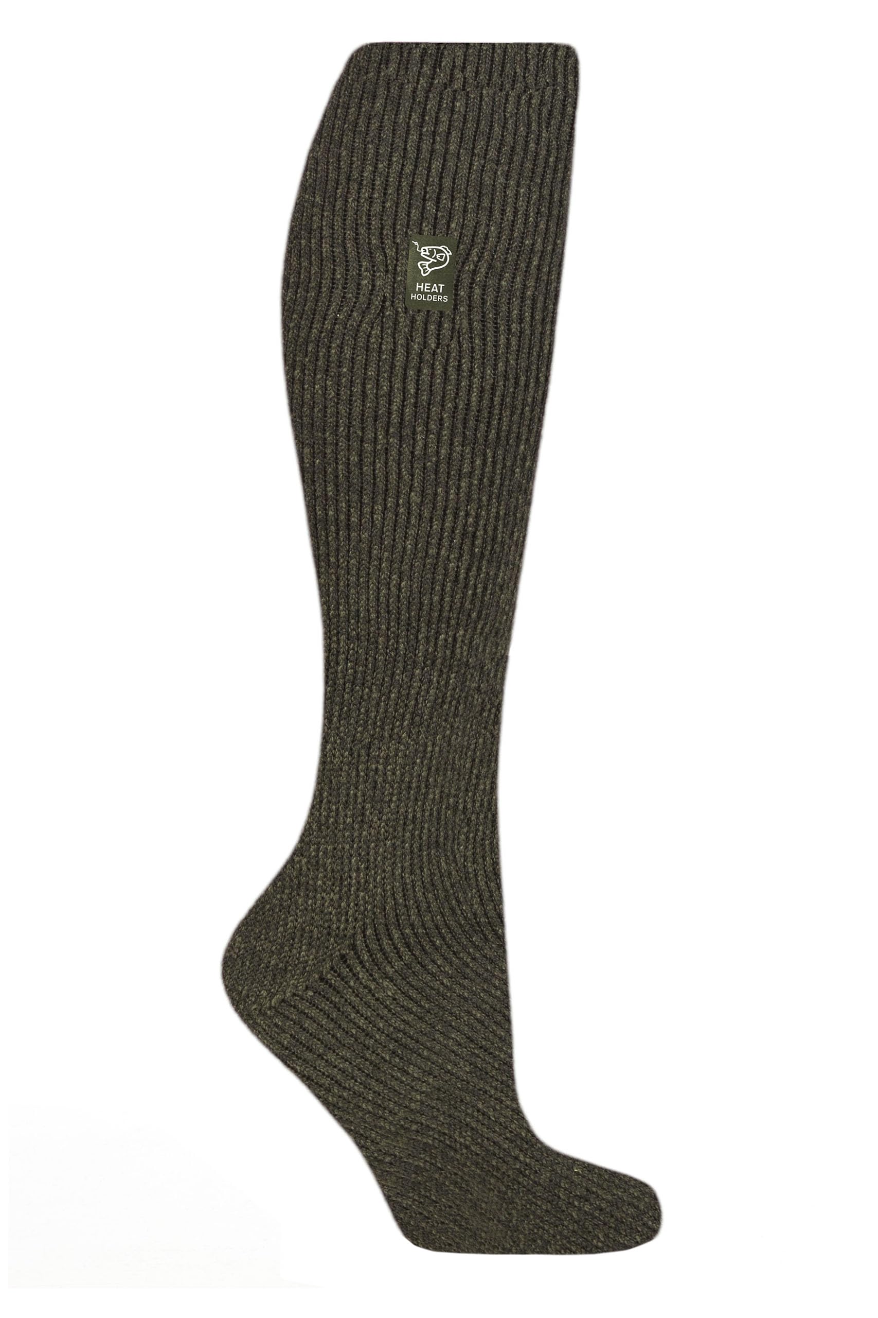 HEAT HOLDERS SOCKSHOP Ladies Socks - 'Outdoor' 2.3 TOG Warm Thermal Plain Long Leg Angling Socks Specialised Socks for FIshing 1 Pair Pack Size 4-8 Forest Green