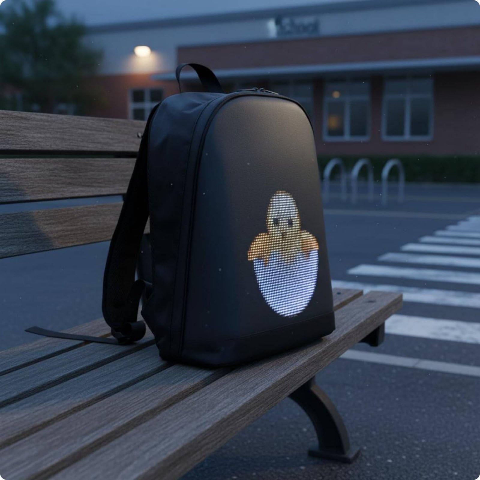 Zaino LED Programmabile Studente Display Luminoso con Schermo Personalizzabile da Smartphone Impermeabile Struttura Leggera con, Nero