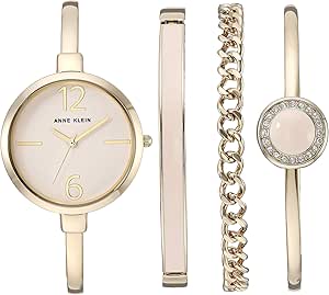 Anne Klein Relógio feminino e conjunto de pulseira com detalhes de cristal premium