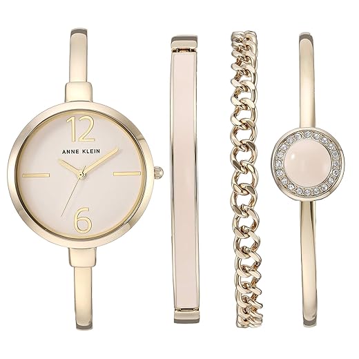 Anne Klein Women's Bangle Watch and Premium Crystal Accented Bracelet Set