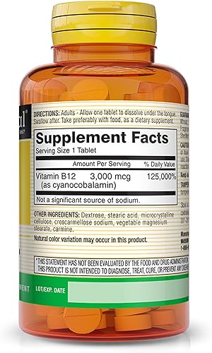 Miniatura 2 de MASON NATURAL Vitamina B12 3,000 mcg como cianocobalamina, disolución rápida debajo de la lengua (sabor frambuesa) - Apoya la conversión de