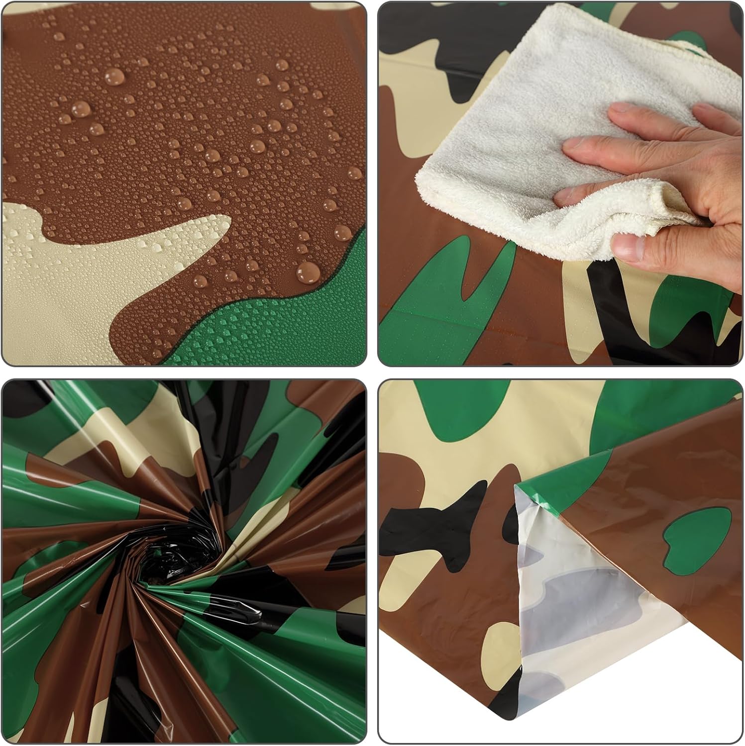 Oudain 3 Pcs Camo Tablecloth Camouflage Plastic Tablecover Round Plastic Table Cloth Disposable Camo Theme Table Covers Army Party Decorations for Hunting Military Birthday Party Supplies