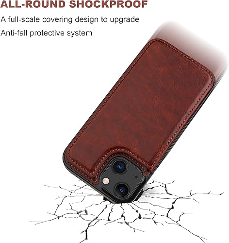 Miniatura 6 de ONETOP - Funda tipo cartera compatible con iPhone 13 con soporte para tarjetas, funda de piel sintética con ranuras para tarjetas, doble cierre