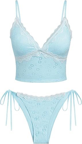 ZAFUL Swimsuits for Women's Tummy Control Tankini V Neck High Waisted Tie Bikini