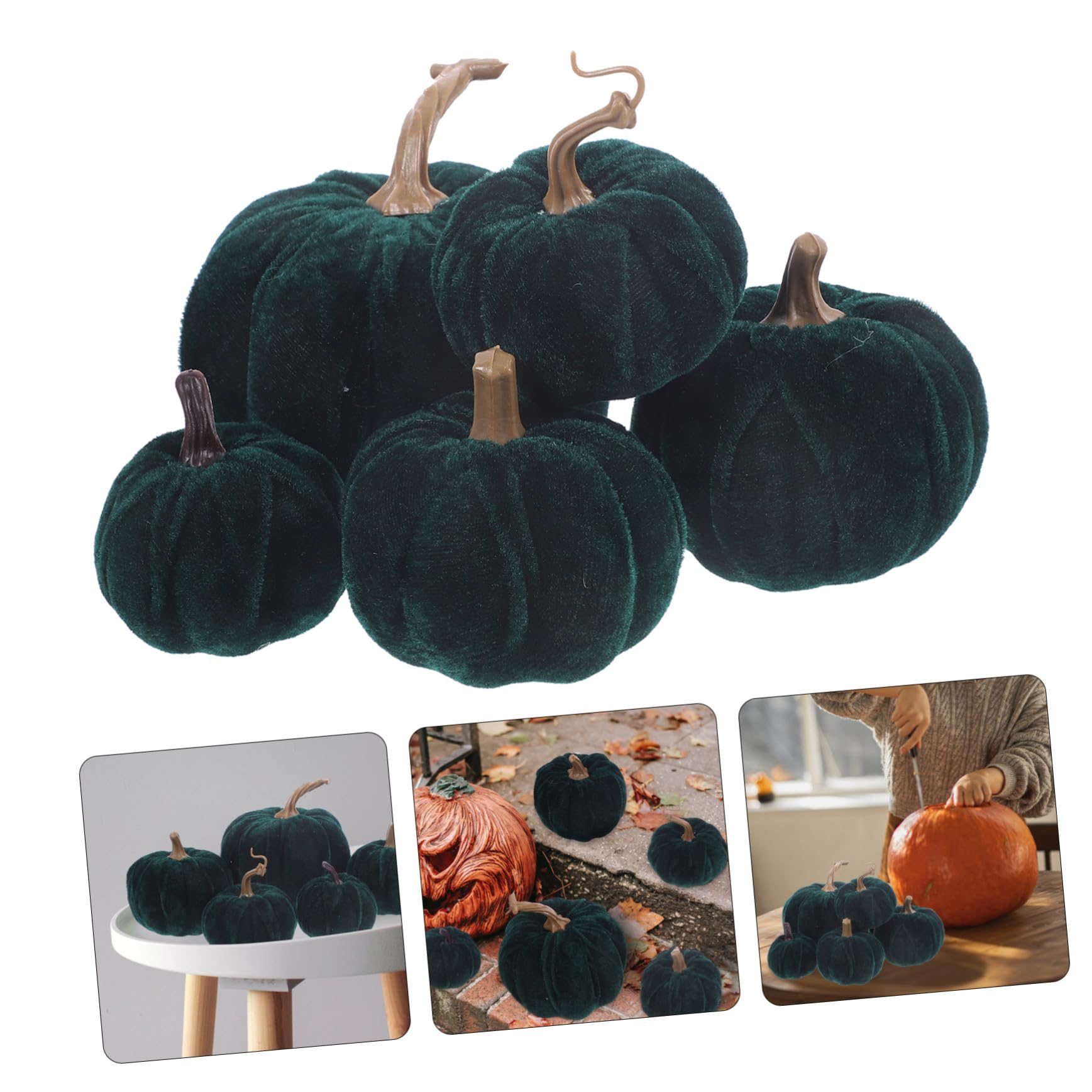 5pezzi Zucca Artificiale per Halloween Zucca Decorativa per Ringraziamento Ornamento Reale Accessorio Fotografico