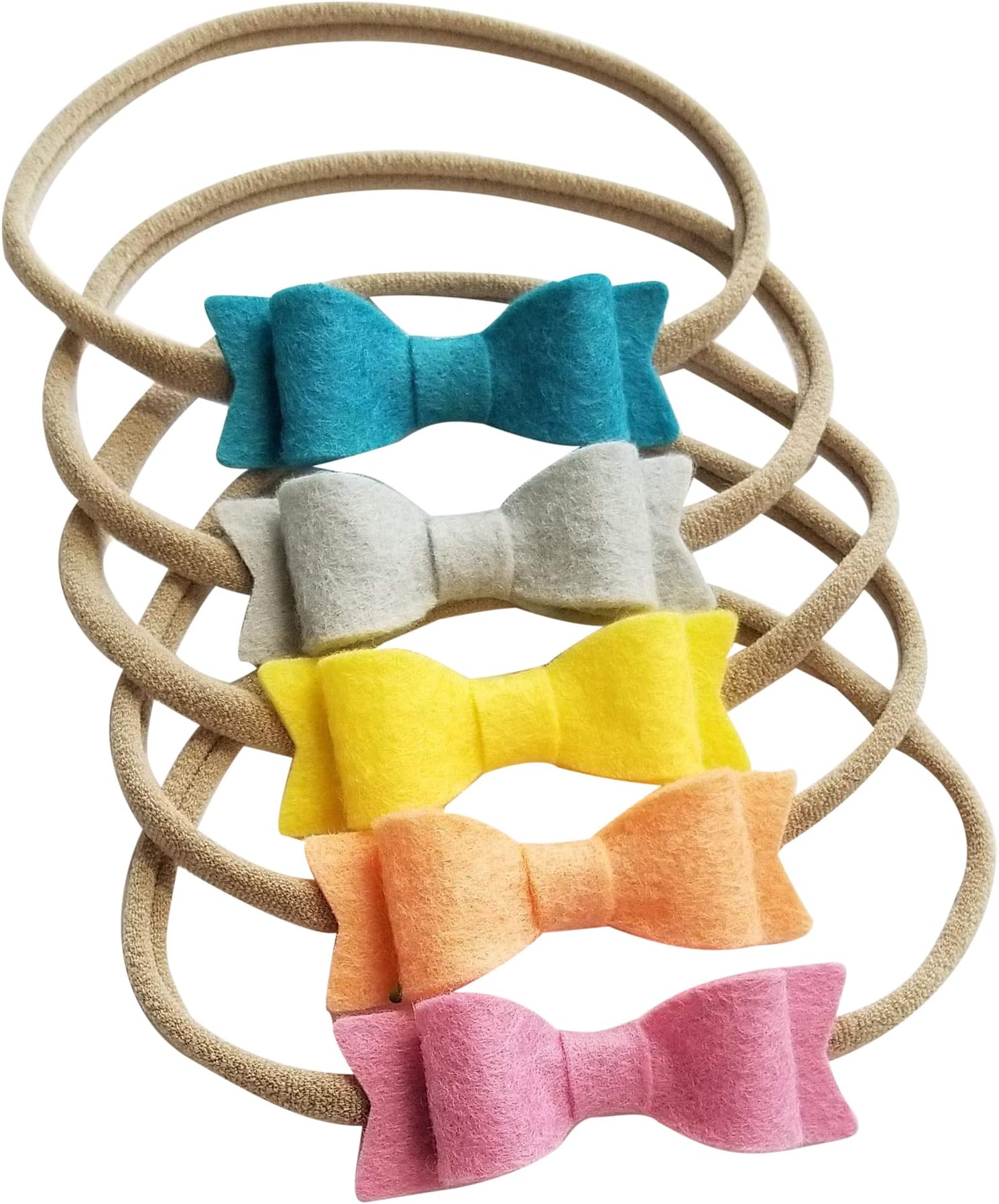 Baby Bows Nylon Headbands Handmade Macaroon Color Palette Collection