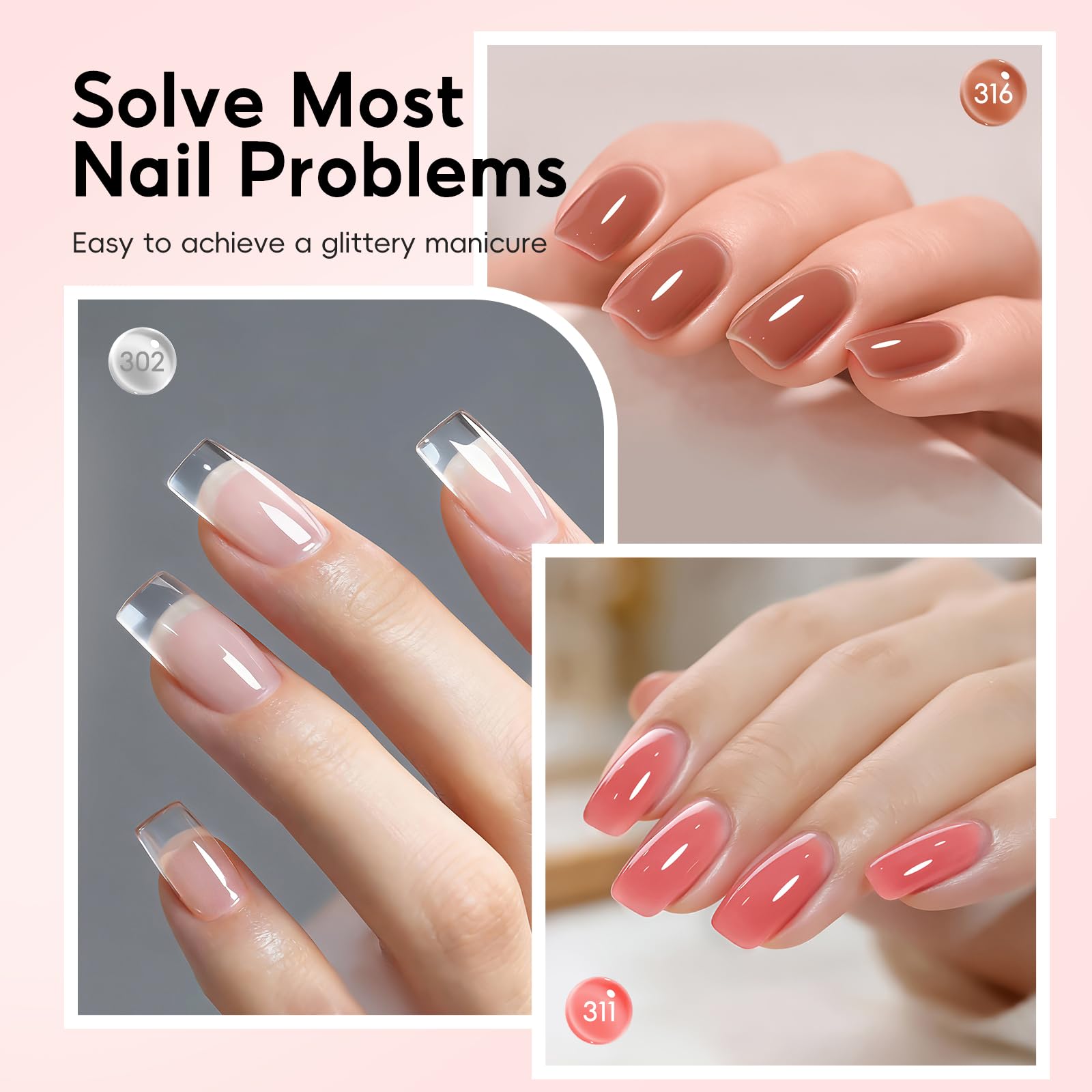 PEACECOLOR Builder Uñas Gel 10ML, Gel Constructor Uñas Claro Rosa Blanco Lechoso Esmaltes Semipermanentes para Uñas Extensión Reconstrucción Decoración Principiantes y Profesionales — view 6