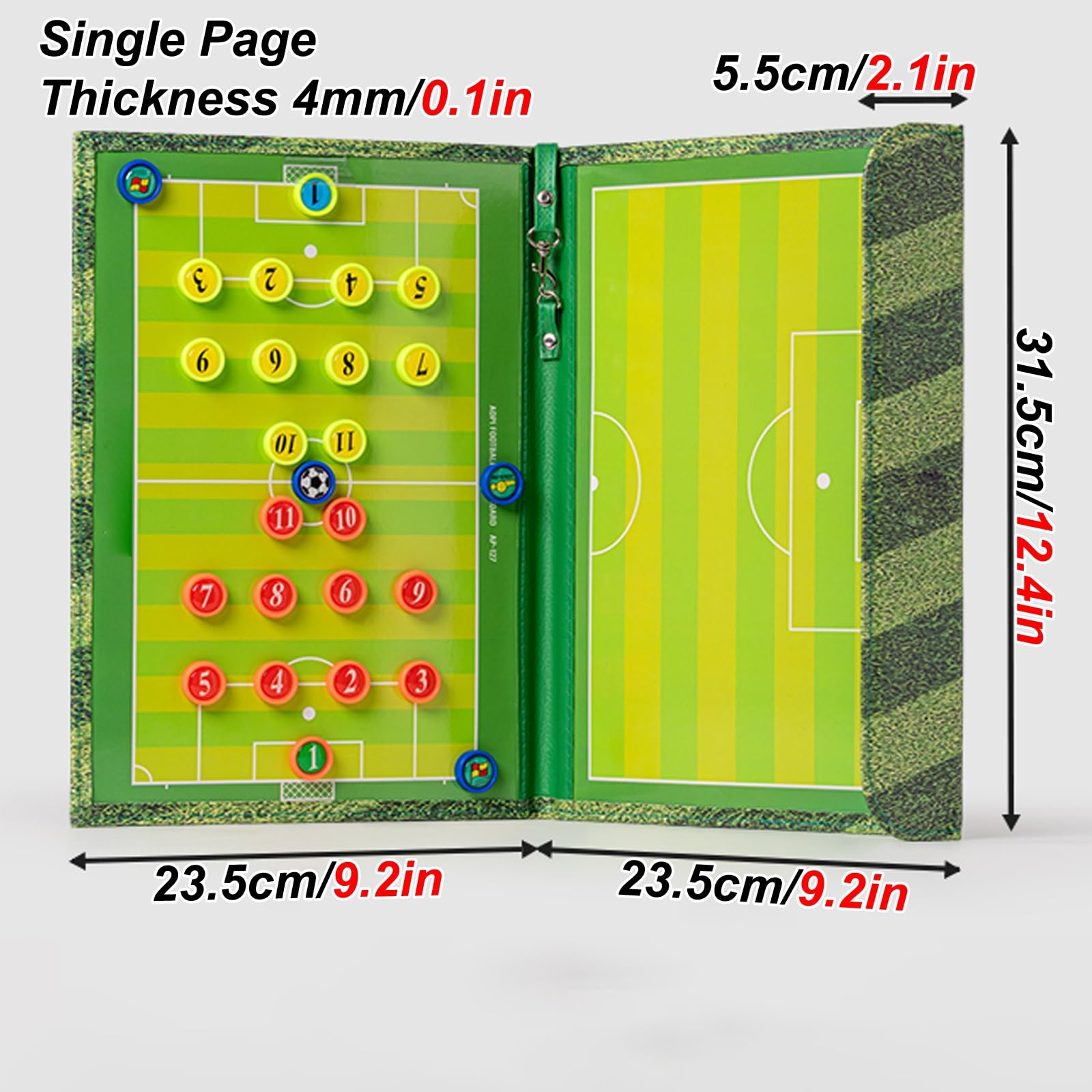 Coaches Lavagna Tattica Calcio Allenatore di Board, Cartella Tattica per Allenatore di Calcio con Lavagna Cancellabile a Secco, Pennarello e Borsa, Design Pieghevole