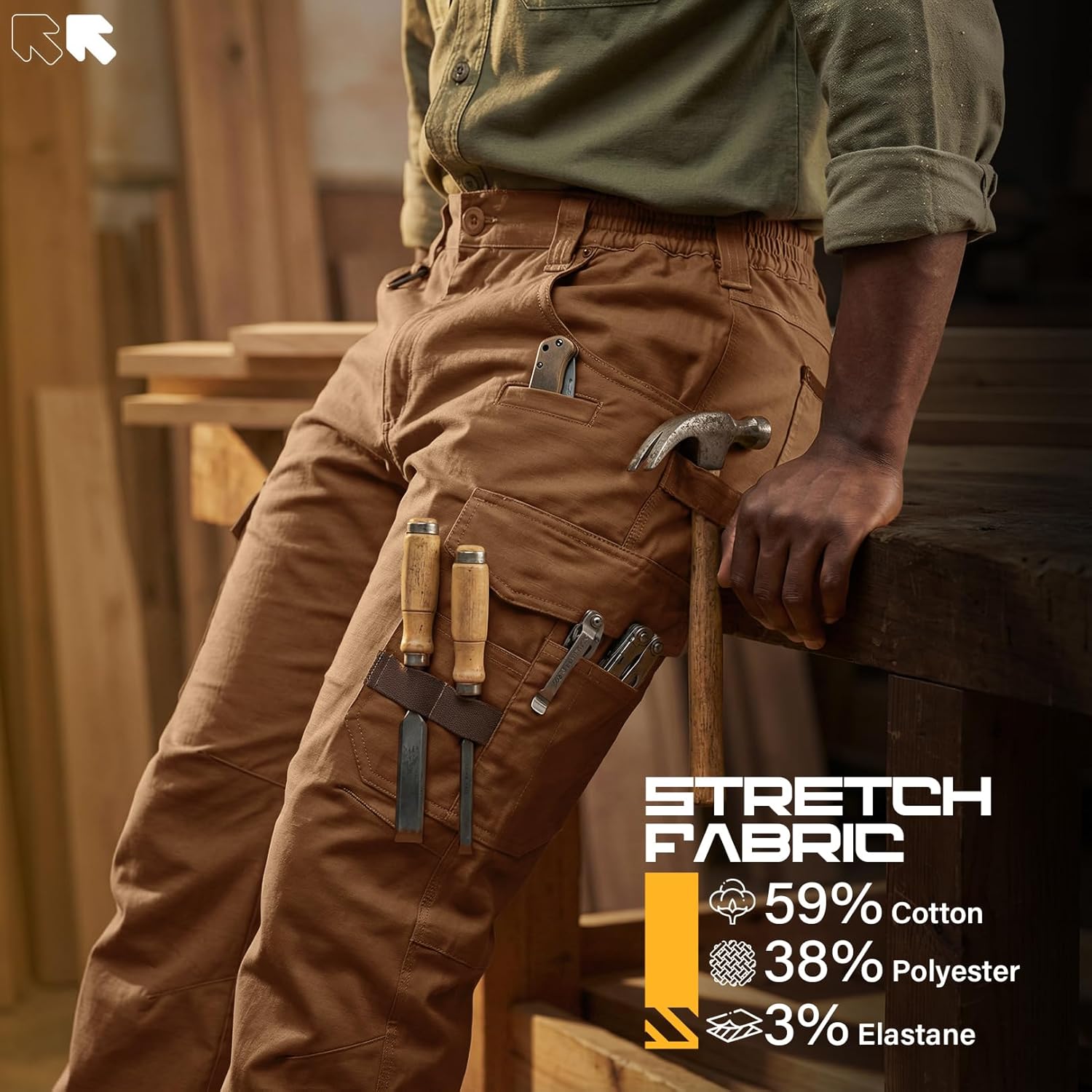 Men's Work Pants, Ripstop Water Resistant Stretch Outdoor BDU Tactical Hiking Utility Cargo Pants for Men - Image 5