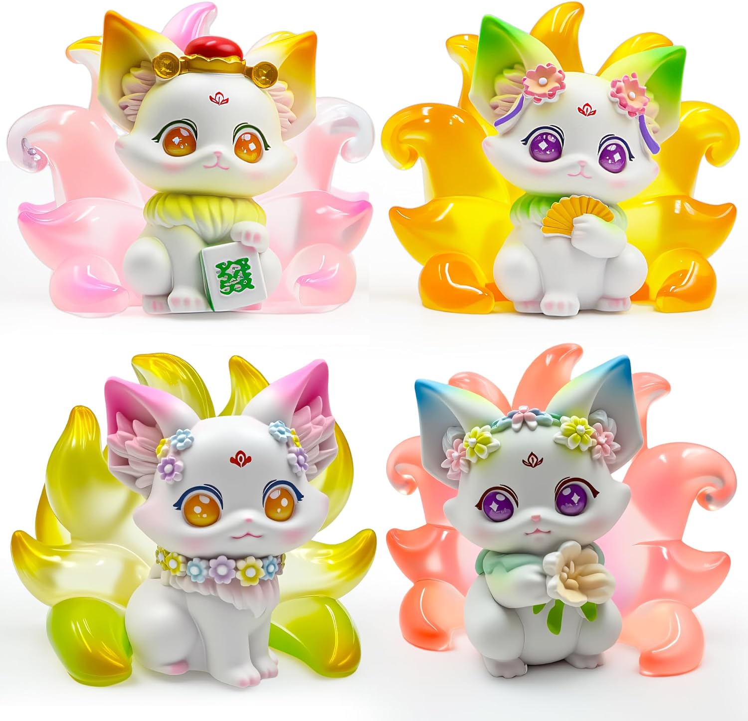 Nine-Tailed Fox Blind Box Collectible Kitsune Figures Mystery Boxes Desk Accessories Home & Office Decor Birthday Gifts 1 Pc