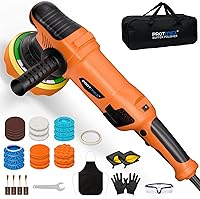Protmex 1200W Dual Action Car Buffer Polisher, 6-Inch Orbital Buffer w/ Constant Power, 9mm Orbit, 2500-6000 RPM for Car Detailing & Waxing