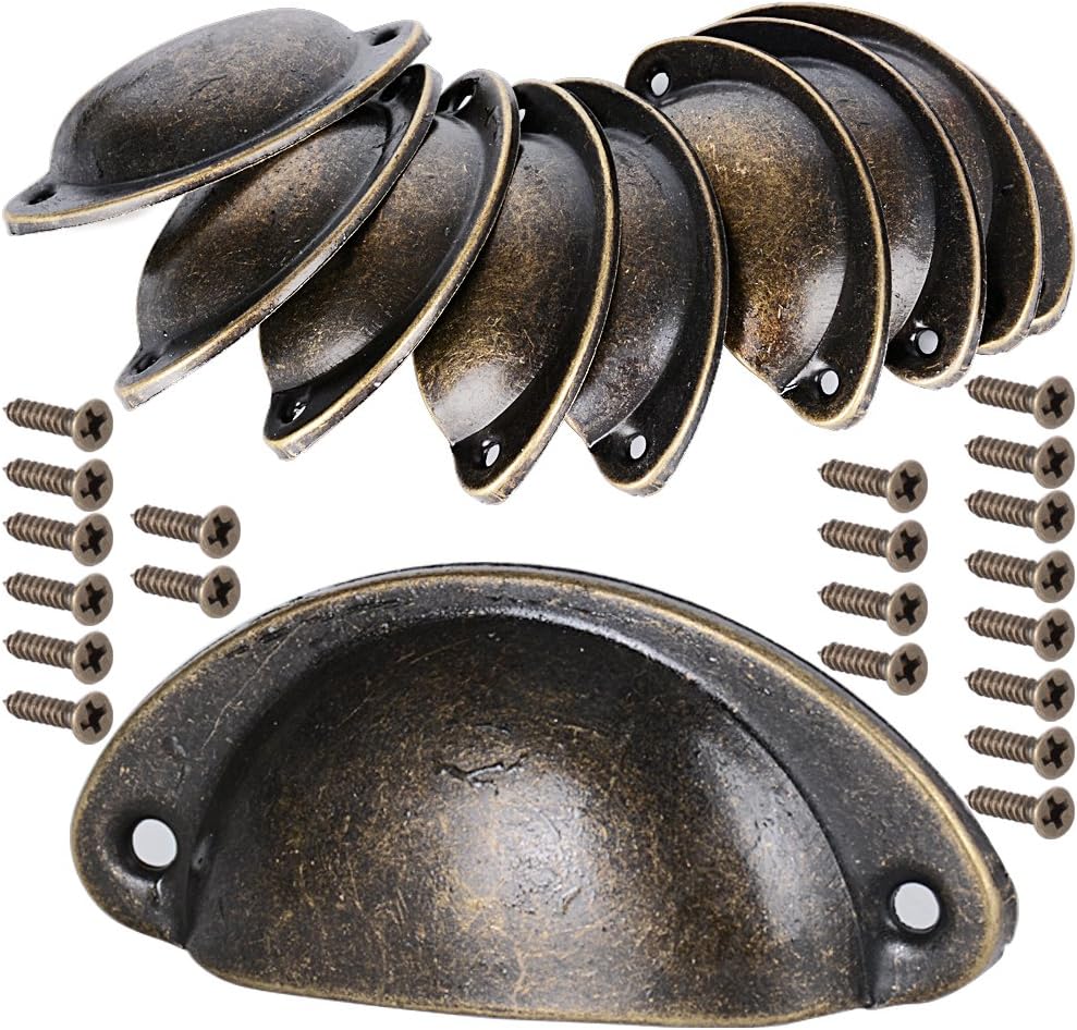 VARHHUXHA Muschelgriffe 16 Stück Bronze - Vintage Schrankgriffe Mit Schrauben