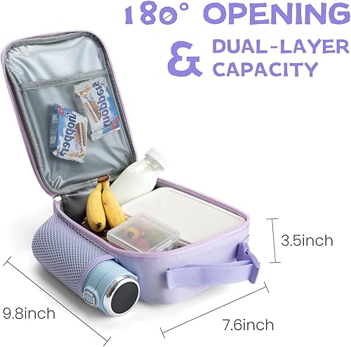Miniatura 6 de MEXS Lonchera para niños y niñas, lonchera aislada para niños y niñas, bolsa enfriadora de almuerzo para la escuela, doble aislamiento portátil y