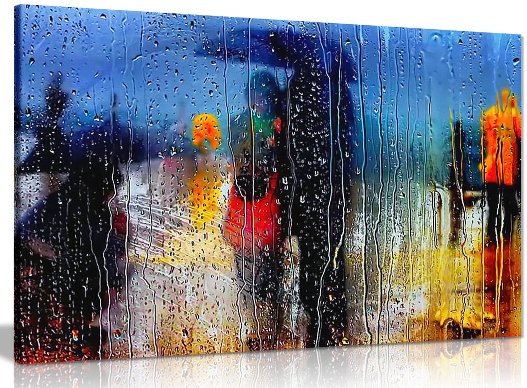 Panther Print Abstract Art Romance In The Rain Canvas Wall Art Picture Print (30X20in)