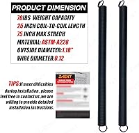 Vista 2 de Par de resortes de extensión de puerta de garaje resistentes de 70 libras, resorte elástico, electroforesis de alta precisión recubierto negro