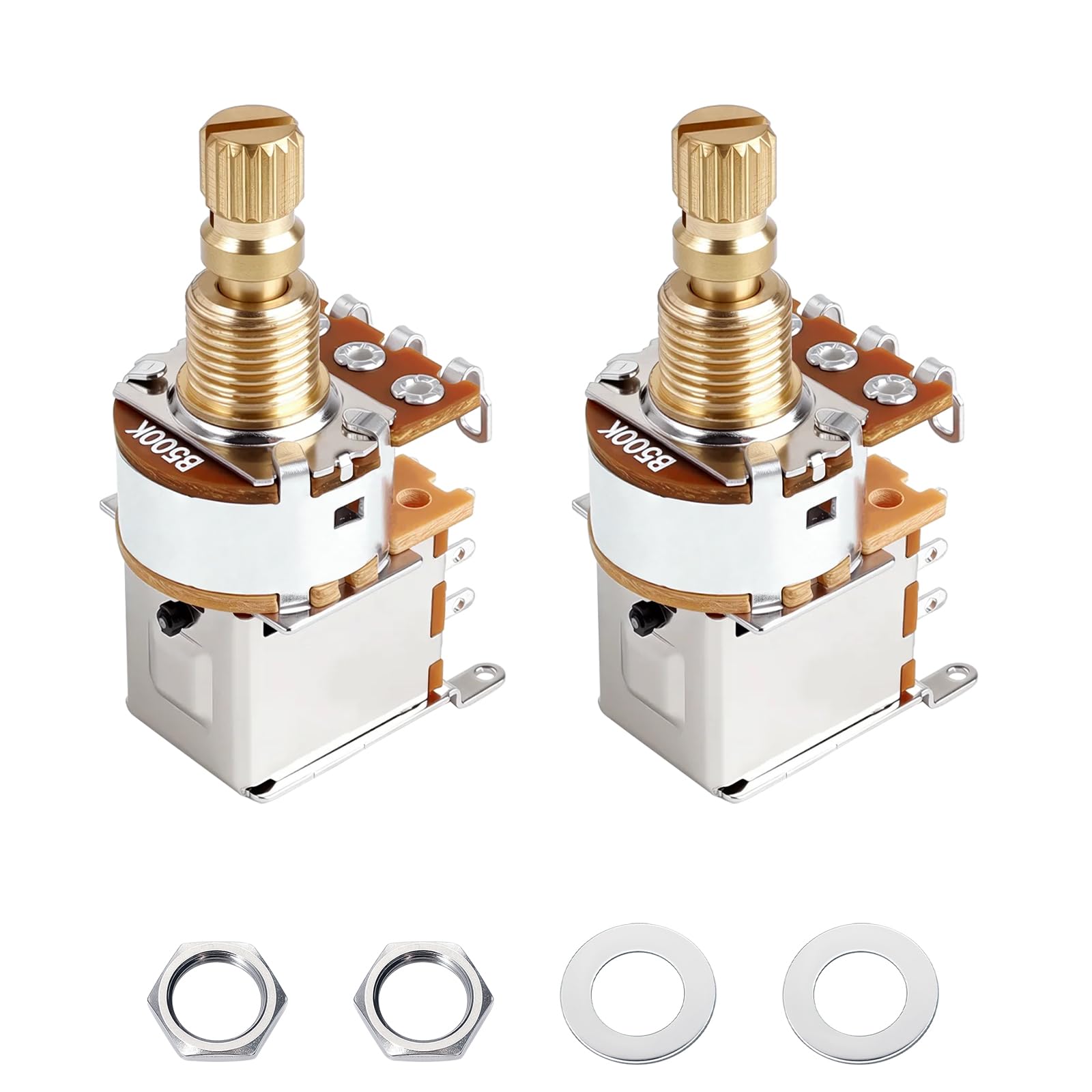 Banworks Full Brass M8 Thread Guitar Push Push Pots B500K 18-Spline Pots