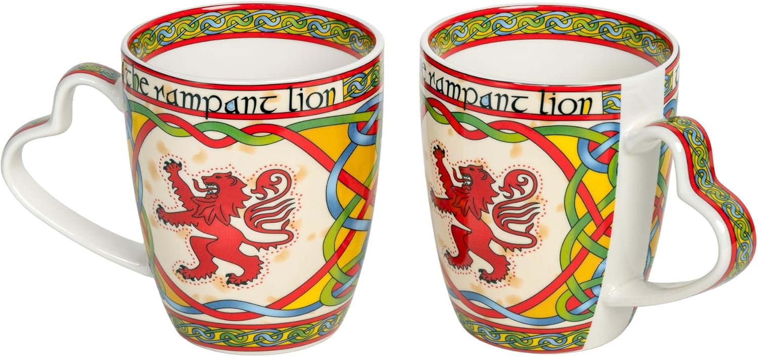 Set of 2 Rampant Lion China Mug - Scottish Weave