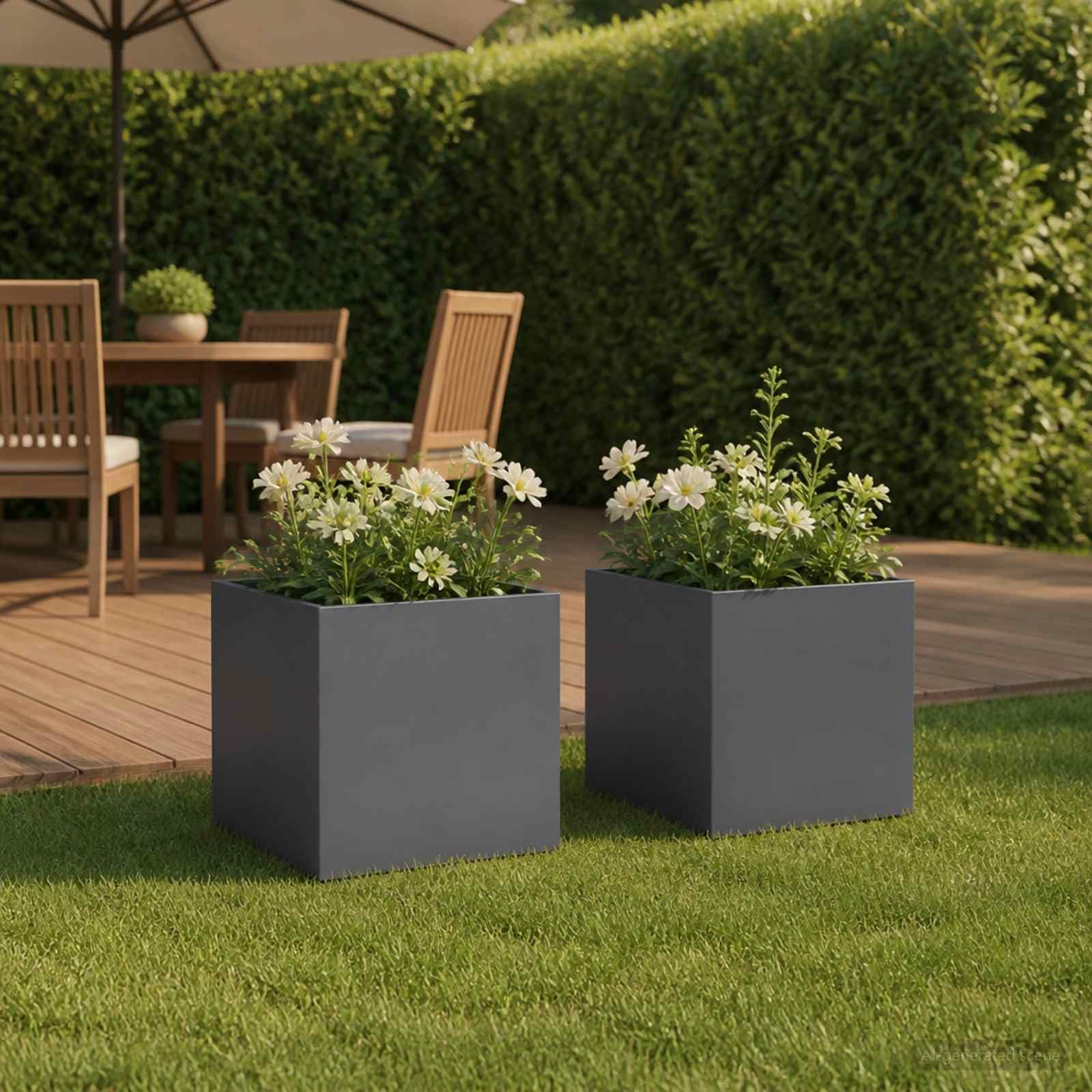 Genérico Macetero de Jardín 2 uds. Gris Antracita 45 x 45 x 45 cm,Casa y jardín,Maceteros y jardineras,9.88 kg-8004971