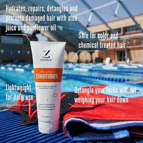 Miniatura 6 de Zealios Champú de natación y deporte fórmula hidratante (8 onzas) y acondicionador de natación (8 onzas) y gel de baño hidratante para la piel (8