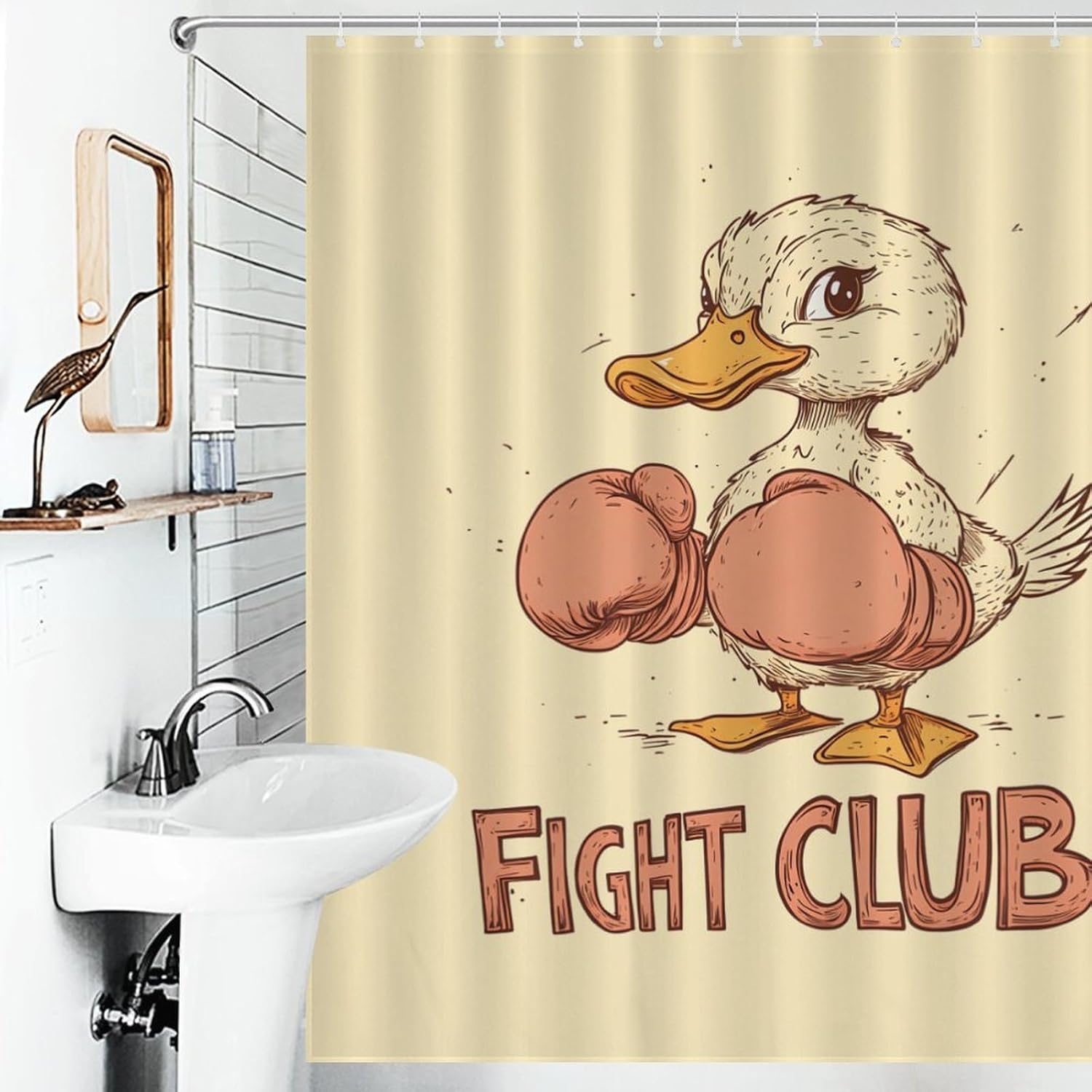 Duck with Boxing Gloves Shower Curtain Home Bathroom Decor Waterproof Splash Shower Curtains