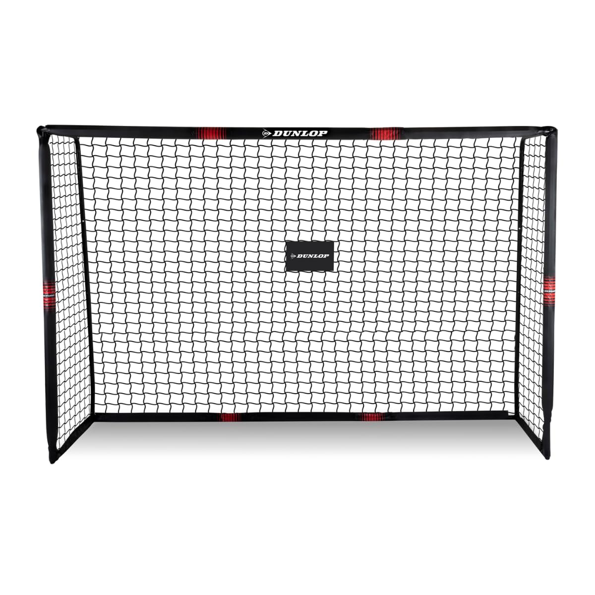 Dunlop Fußballtor - 240 x 160 x 85 cm - Metall - Fußballtrainingszubehör für Alle Altersgruppen - Einfache Montage - Schwarz/Rot