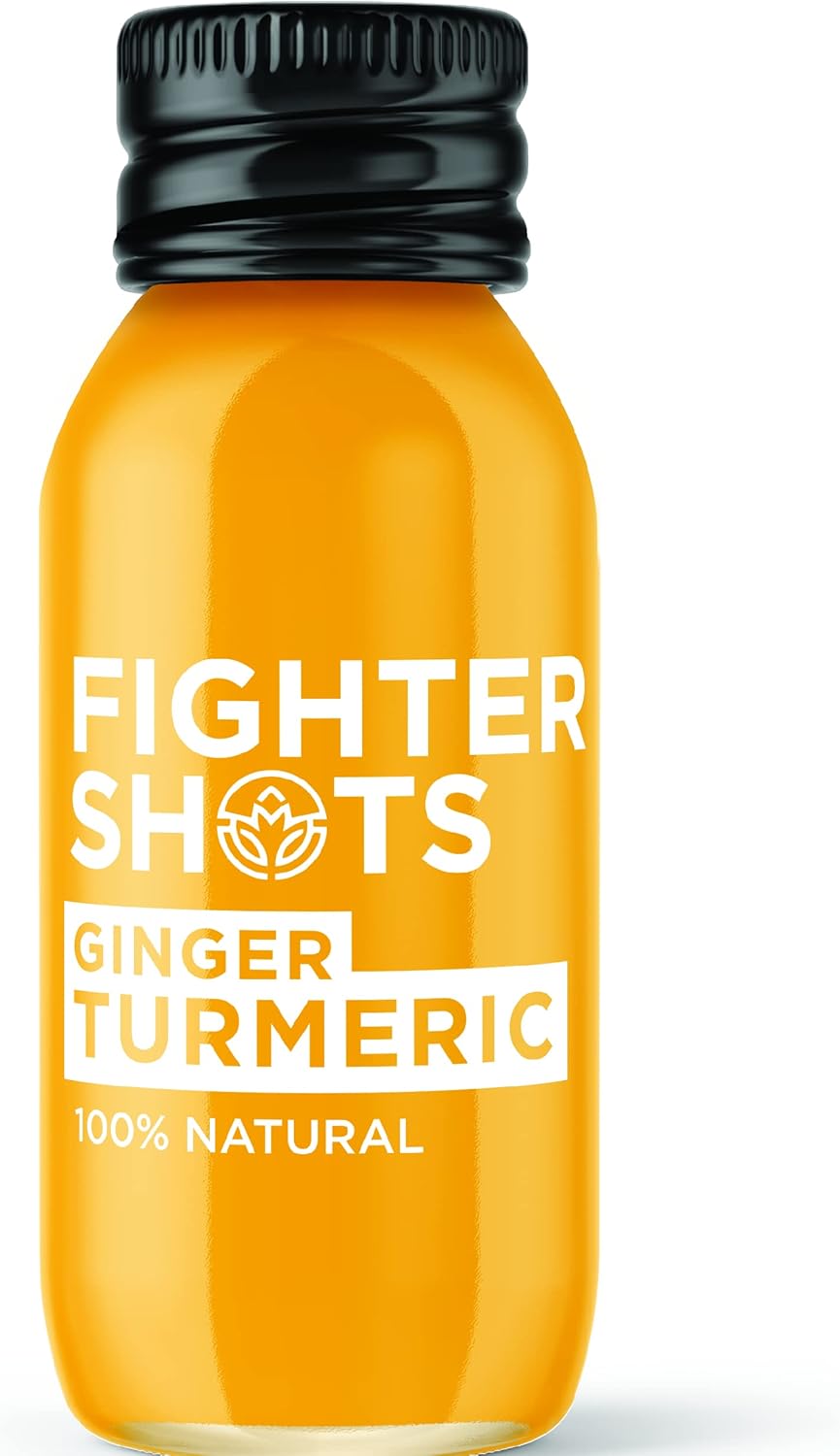 Fighter Shots Ginger + Turmeric (12x60ml) Reduces Bloating Boosts