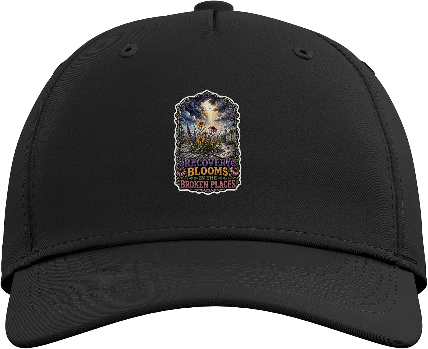 Recovery Blooms in The Broken Places Adjustable Baseball Hat image 2