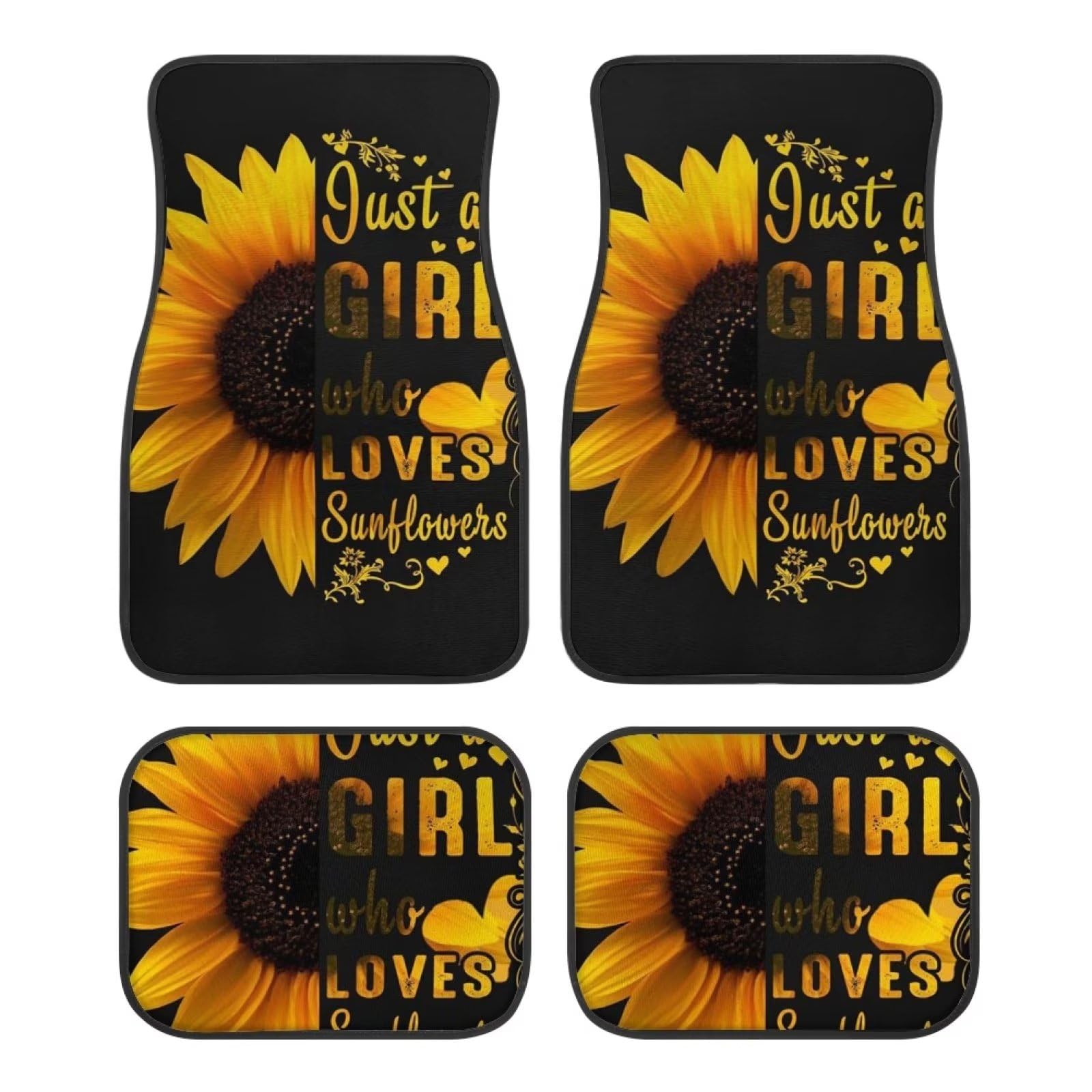 Love Sunflower Girl - Tappetini in gomma per auto, anteriori e posteriori, con retro in gomma antiscivolo, accessori interni auto