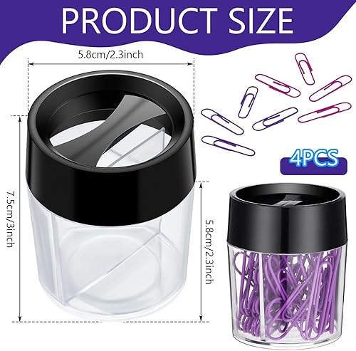 Miniatura 2 de Thyle 4 piezas de soporte magnético para clip de papel, dispensador de capacidad de 200 clips de papel para almacenamiento de contenedores de