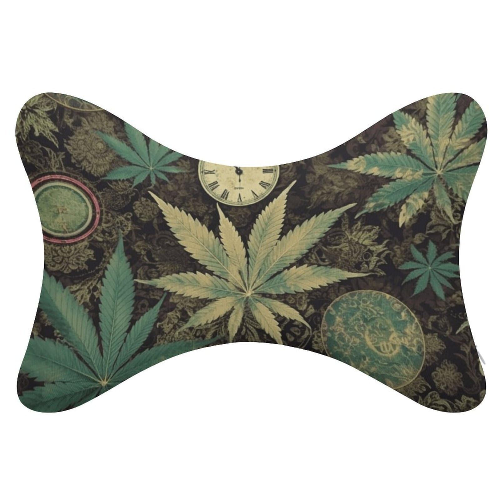 FekiLoot A Puff in Time Weed Marijuana Car Headrest Set of 2,Softness Memory Foam Car Neck Pillow with Breathable Removable Cover Car Neck Support Pillow Ergonomic for Driving, Office