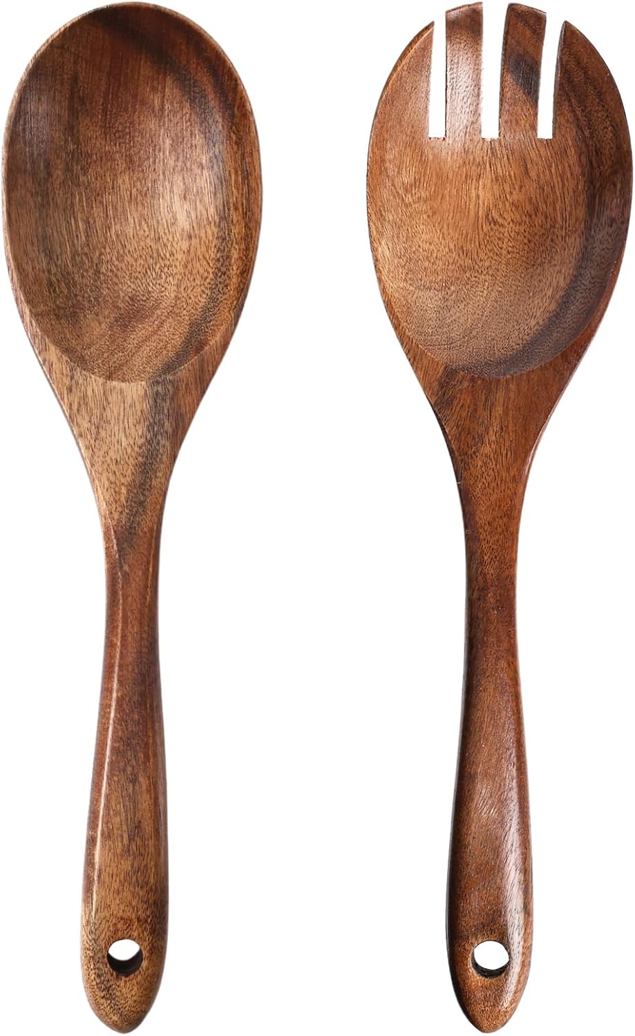 LOVEINUSA Salad Serving Utensils, 10.7 Inch Wooden Salad Tongs and Spoon for Mixing Tossing and Cooking LOVEINUSA Salad Serving Utensils, 10.7 Inch Wooden Salad Tongs and Spoon for Mixing Tossing and Cooking