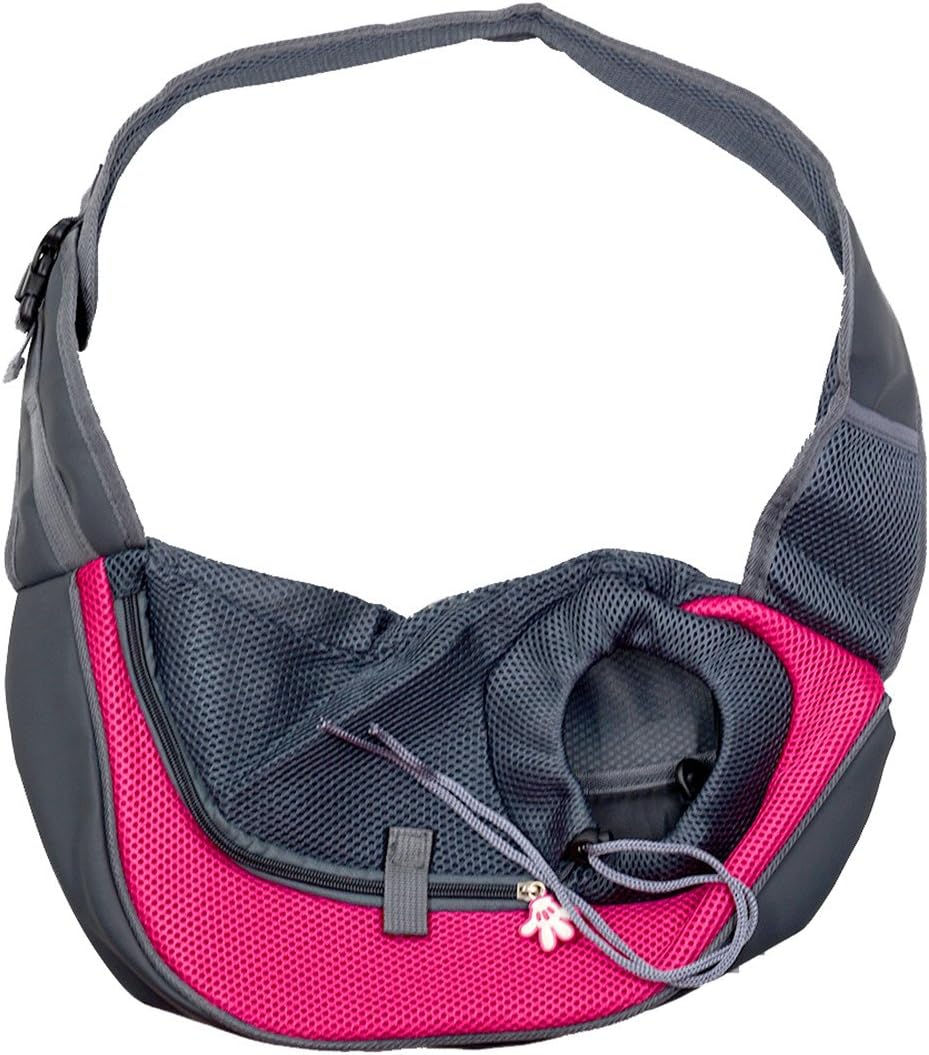 Hubulk Pet Dog Cat Puppy Carrier Mesh Travel Tote Shoulder Bag Sling Backpack (L, Pink)
