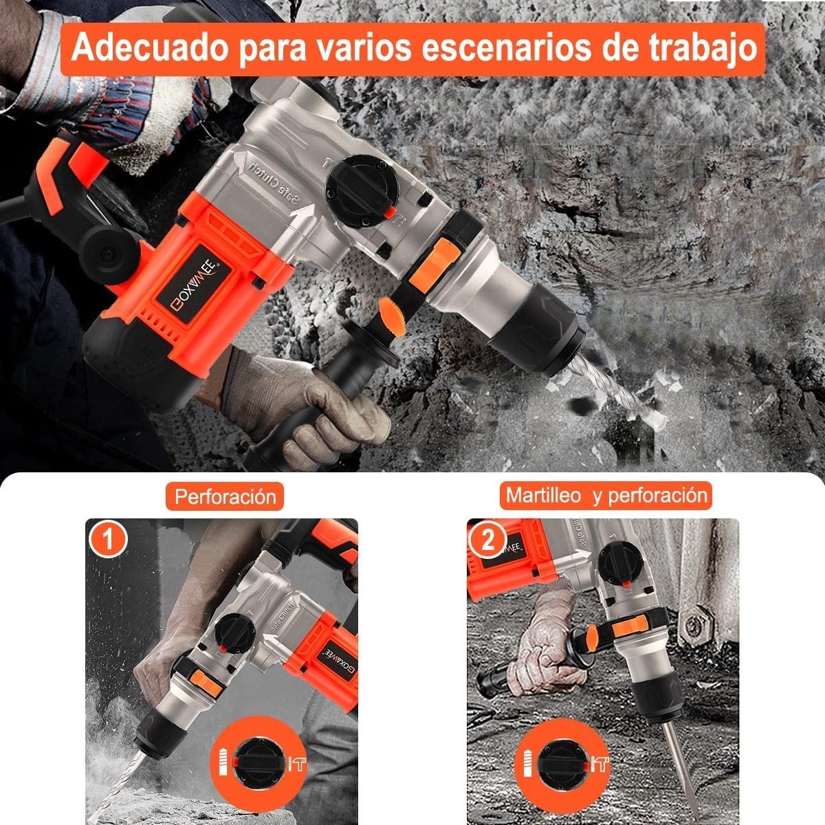 GOXAWEE Rotary Hammer Drill in drilling and hammer drilling modes