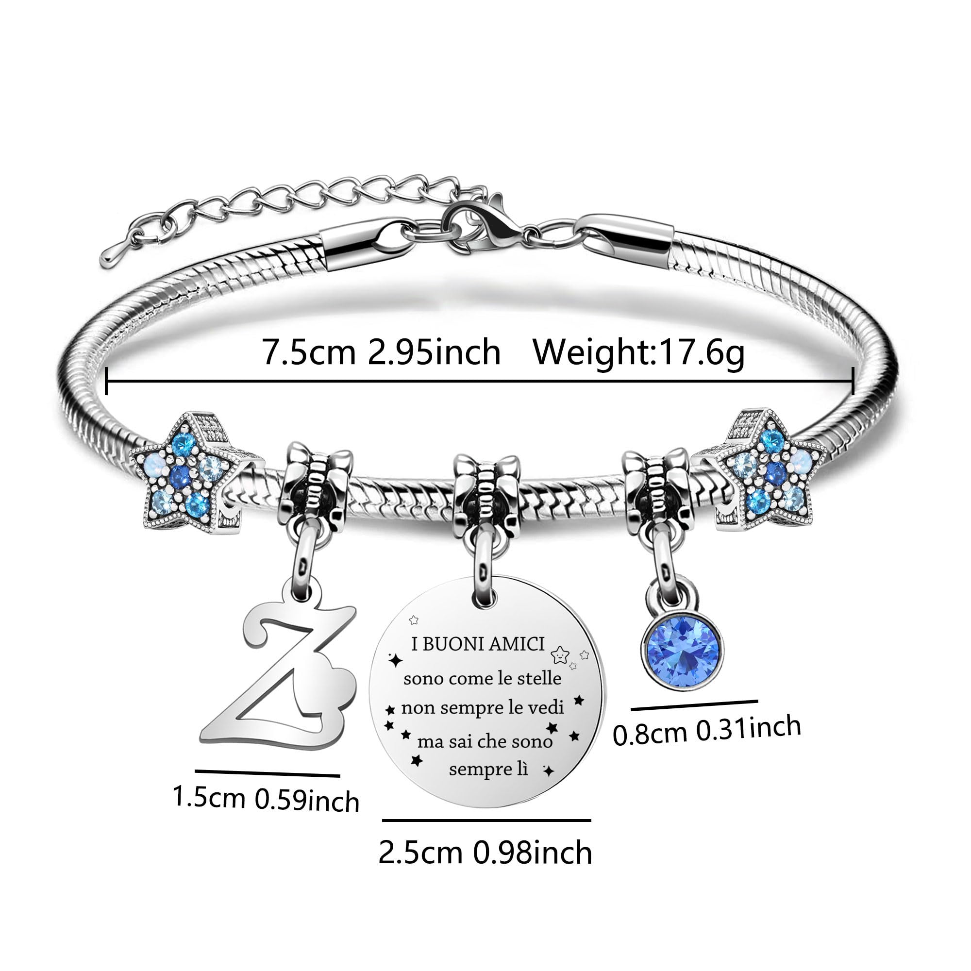 COEROW Braccialetti Delle Donne Con Lettere Iniziali-Regalo Personalizzato Per Buoni Amici,Amicizia Stella Bracciale e Ragazze Braccialetti-Nome Braccialetti Dare Sorella Collega Figlia Gioielli