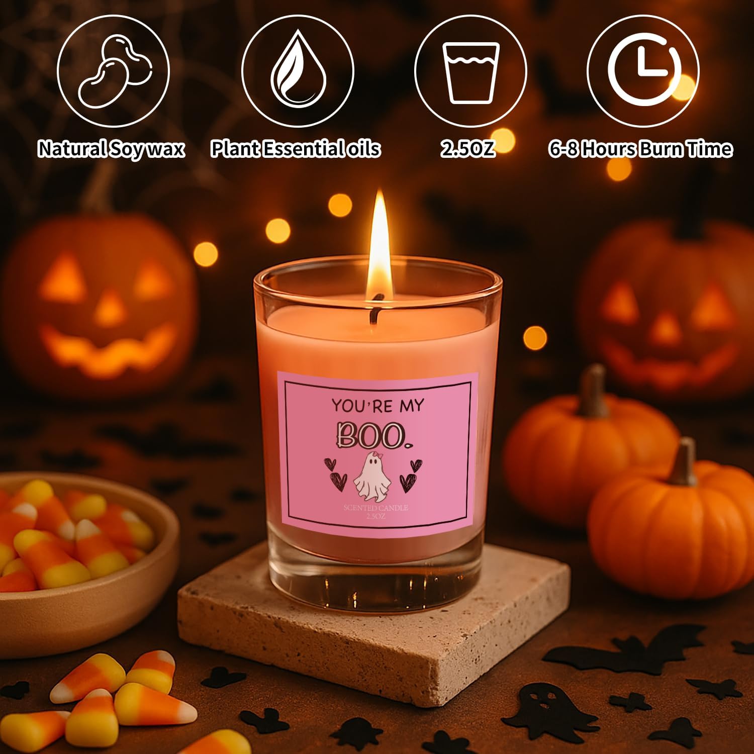 Pink Halloween Gifts for Women Teen Girls, Boo Basket Stuffers for Adult Women with Boo Blanket and Mug Scented Candles Halloween Socks for Mom Sister