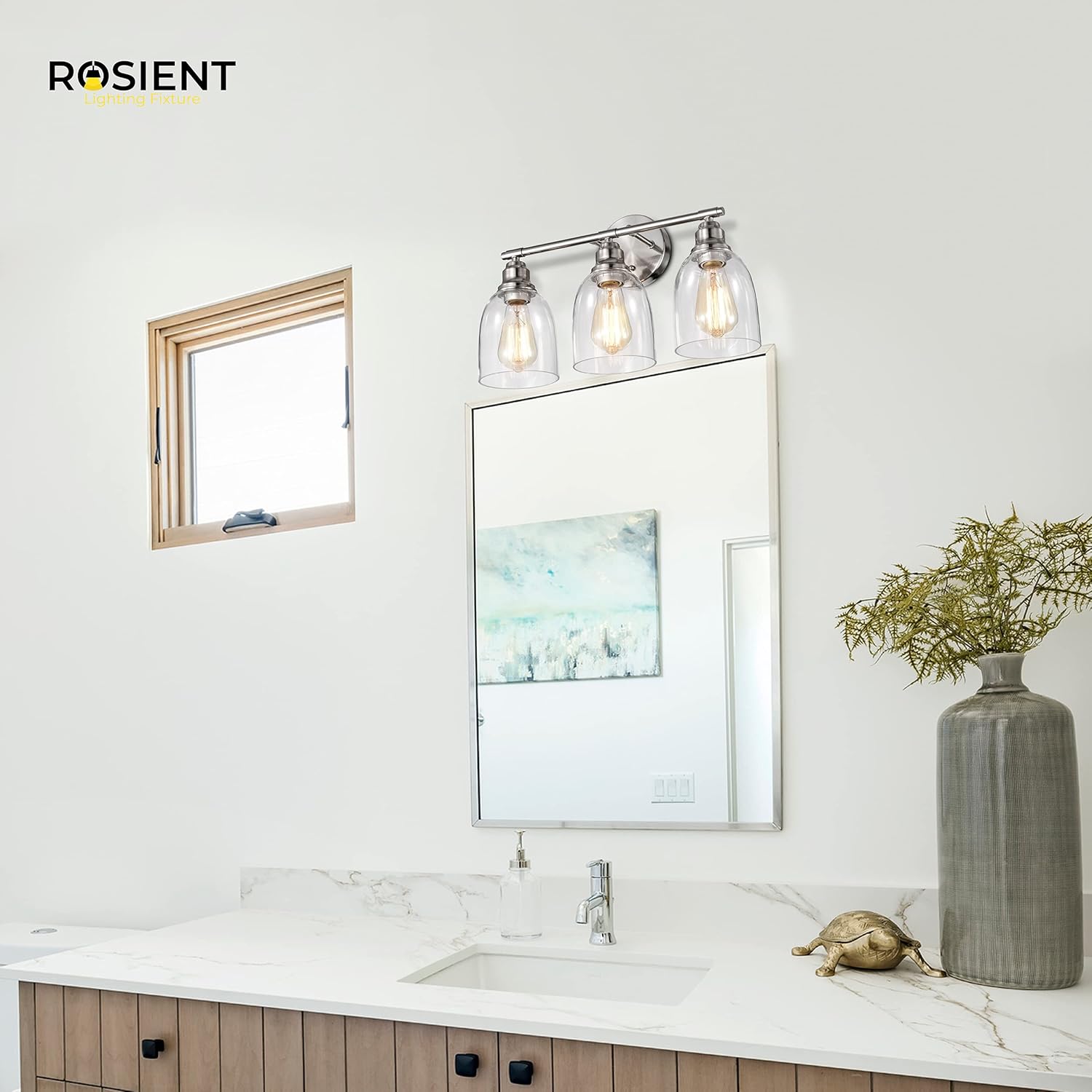 Bеѕt Dеаl Prоduсt Rosient Bathroom Vanity Lights, Bathroom Over Mirror Wall Lighting, Vanity Wall Sconce in Brushed Nickle Finish with Clear Glass (Brushed Nickle, 1 Pack)