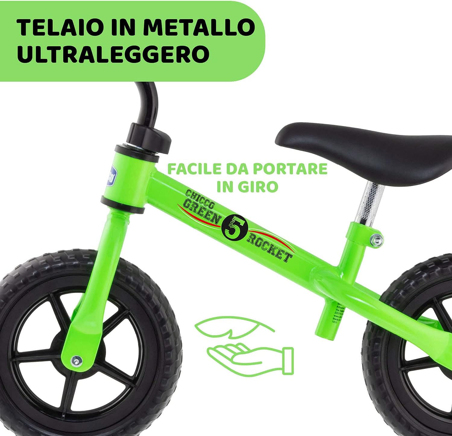 Chicco Green Rocket Bicicletta Bambini Senza Pedali 2-5 Anni, Bici Senza  Pedali Balance Bike per l'Equilibrio, con Manubrio e Sellino Regolabili,  Max 25 Kg, Verde - Giochi Bambini 2-5 Anni : Amazon.it: