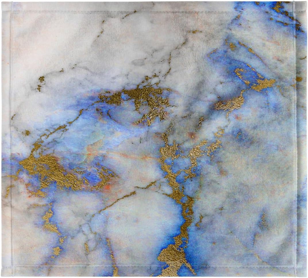 3dRose Image of Chic Trendy Blue and Gold Marble Agate Gemstone Quartz 22x30 Bath Hand Pool Towel