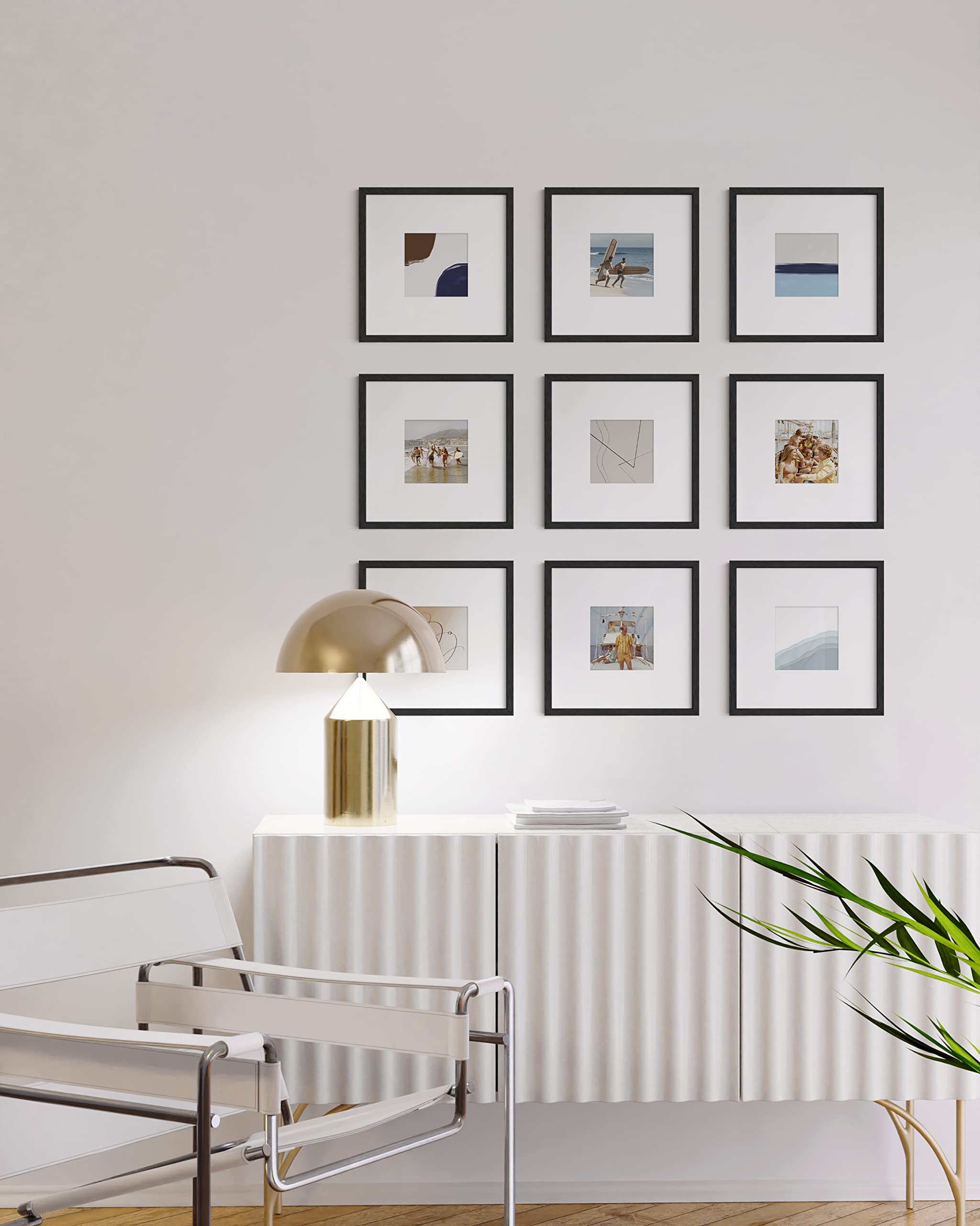 Husteria 10x10 Square Picture Frame – Natural Walnut Wood, Matted To 6x6 Or 8x8, Wall Or Tabletop - View #7