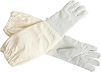 Vista 6 de Guante de apicultor de piel de cabra con manga larga de lona y puño elástico. Talla XXS