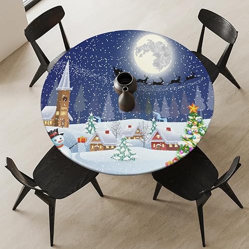 Vista 178 de cfpolar Mantel redondo ajustable de verano, hojas de palma tropical, borde elástico, mantel redondo lavable para uso en interiores y exteriores, se