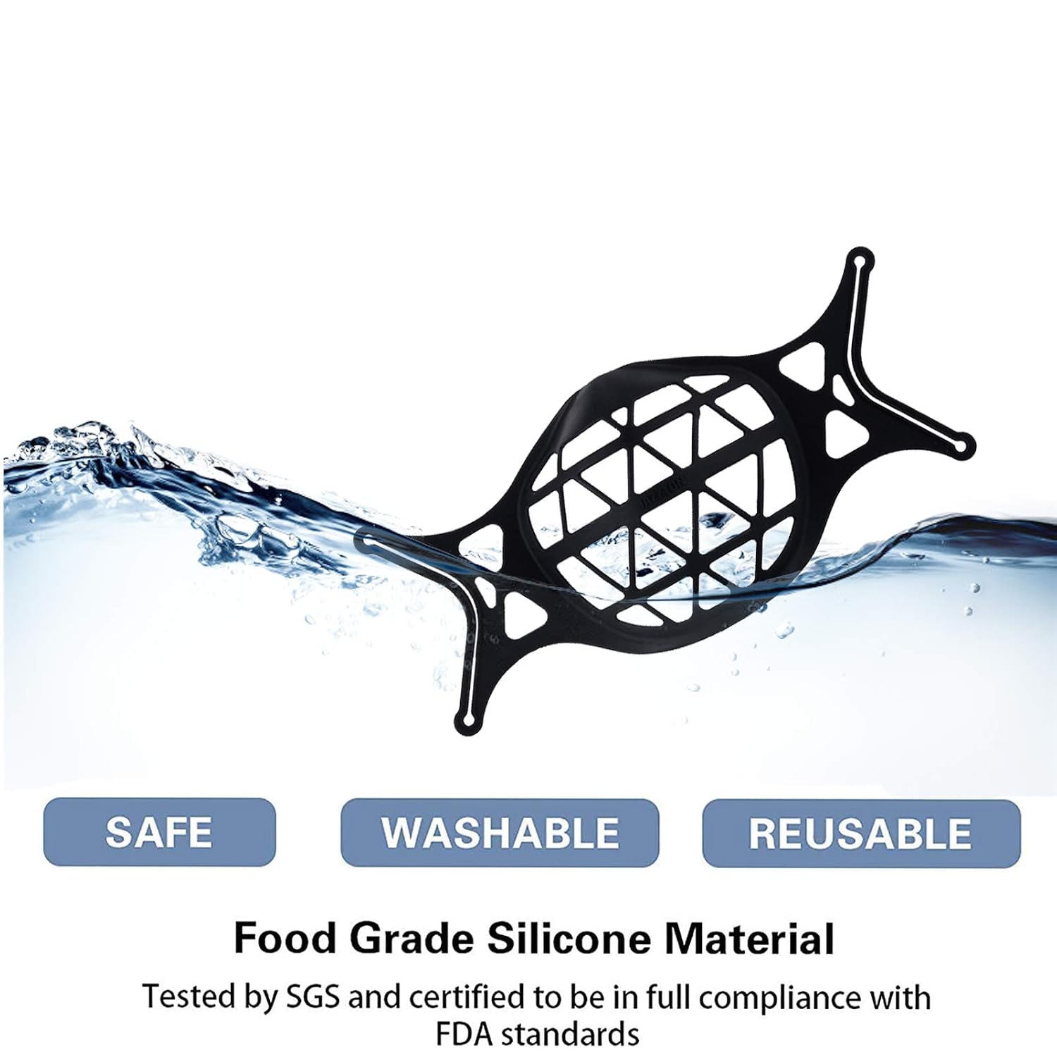 Shaboo Prints 3D Face Inner Bracket for Mask,Upgrade Silicone Internal Support Frame,Black Cool Lipstick Protector Stand,Reusable&Washable 3PCS