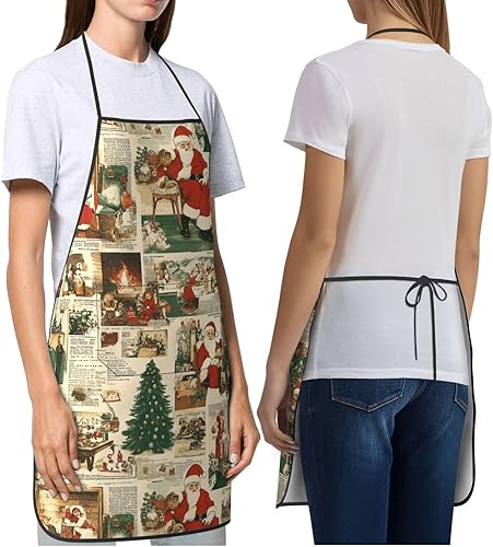 Miniatura 5 de Delantal de Navidad para mujeres y hombres, delantales de cocina de Año Nuevo, delantal de chef ajustable con bolsillo para cocinar, hornear y coser