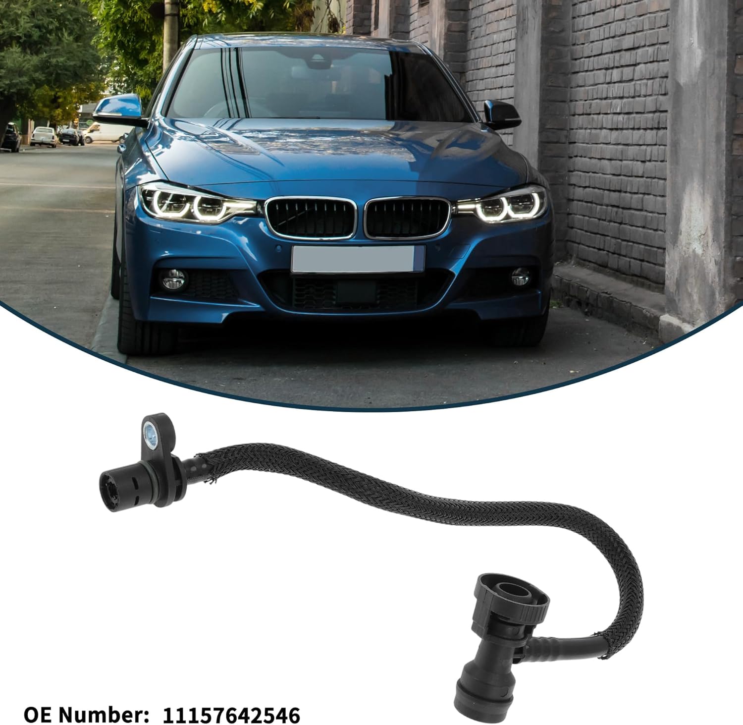 Crank Vent Tube for BMW 340i 2017-2018 for BMW M240i 2017-2021 3.0L L6 No.11157642546 Rubber Coolant Pipe Black