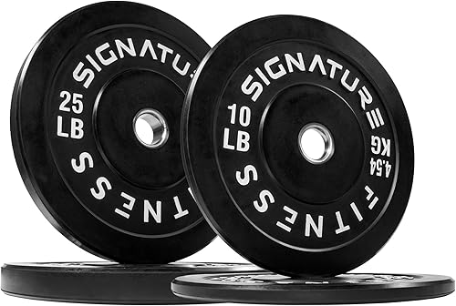 Miniatura 8 de Olympic - Placas de parachoques con agujero de 2 pulgadas, pares y juegos de 10 libras a 55 libras (negro) | placas de peso de goma sólida para