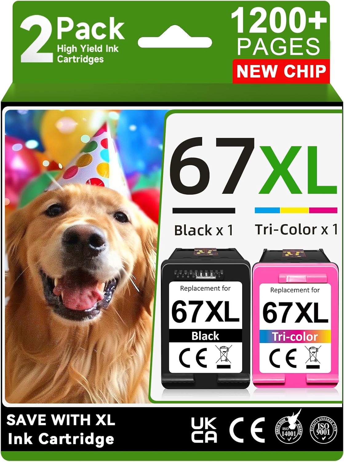 67XL Ink Cartridges Black Color Combo Pack Compatible for HP Ink 67 for HP 67 Ink Cartridges Black Color Combo Pack Fit for DeskJet 2855e 2755e 2700 2700e 2800e 2734e 4100e Envy 6055e 6400 Printer