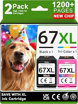 67XL Ink Cartridges Black Color Combo Pack Compatible for HP Ink 67 for HP 67 Ink Cartridges Black Color Combo Pack Fit for DeskJet 2855e 2755e 2700 2700e 2800e 2734e 4100e Envy 6055e 6400 Printer