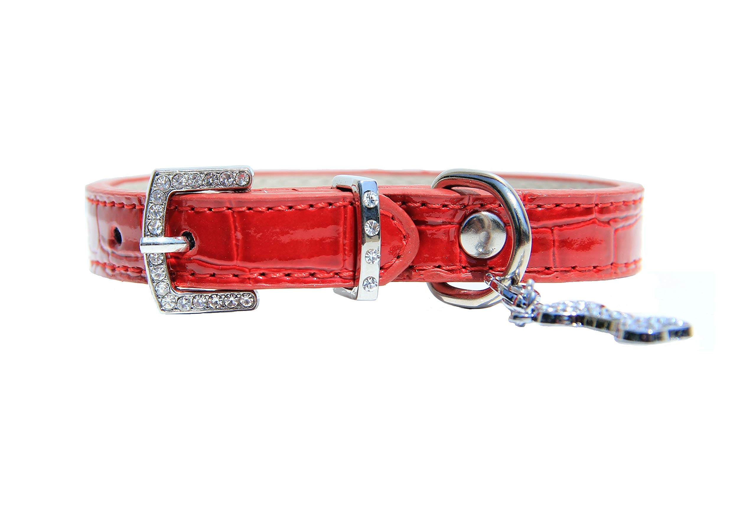 Collier pour chien rouge façon croco idéal pour les balades élégantes en ville