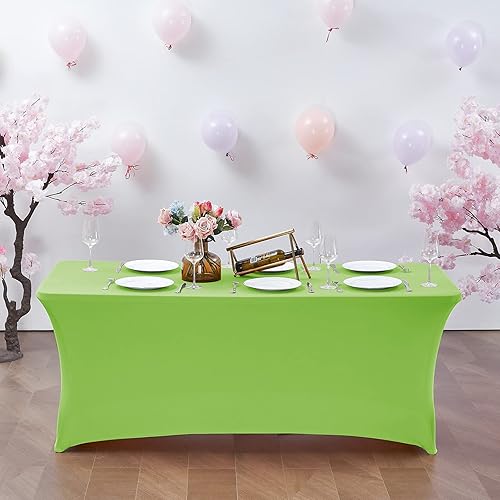 Miniatura 2 de CWK - Funda de mesa de elastano elástica para mesas plegables rectangulares, resistente a las arrugas, elástico y protector de mantel de patio para